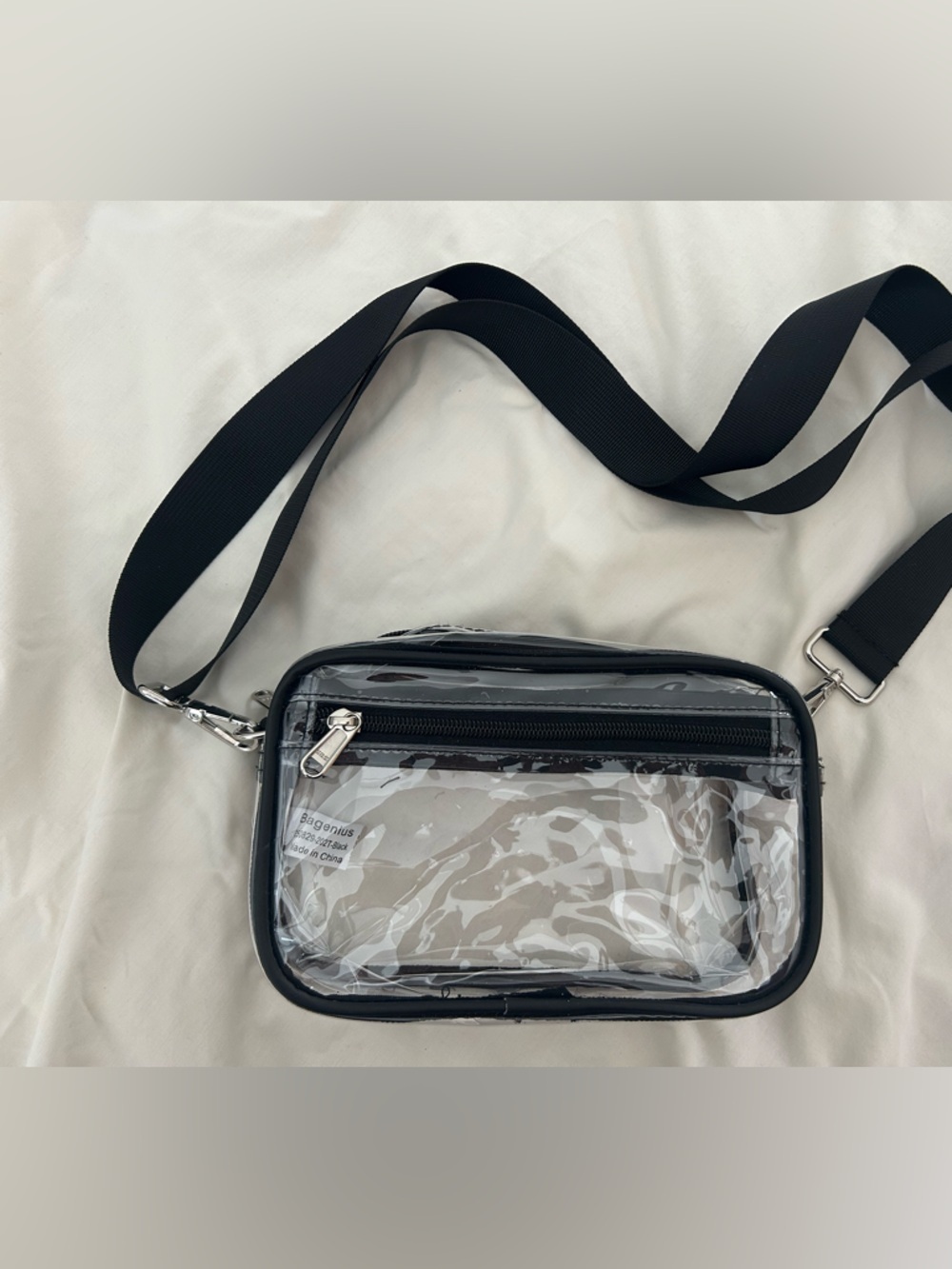 Clear Crossbody Shoulder Bag with Black Trim NWOT
